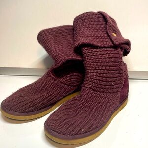 UGG Burgundy Knit Winter Boots